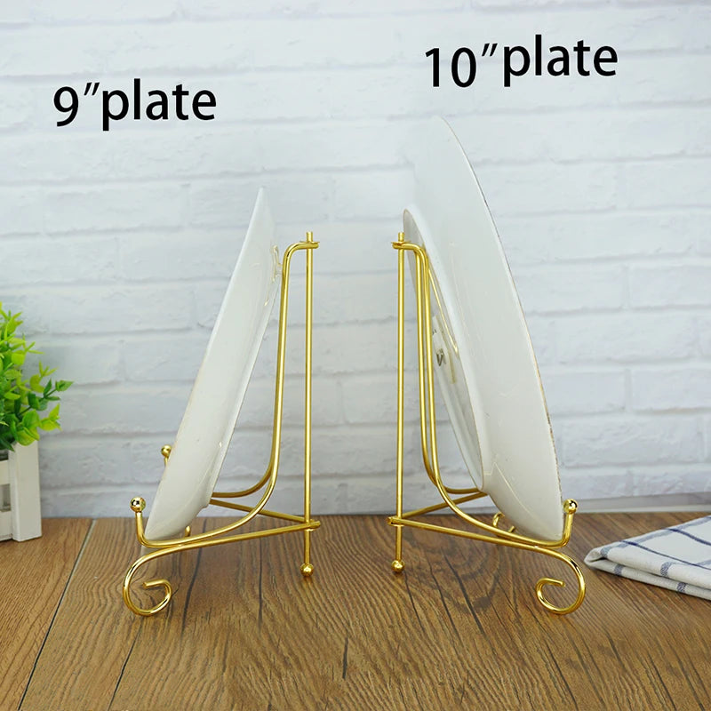 Iron Display Stand Gold Iron Easel Plate Display Photo Holder Stand, Displays Picture Frames, Cookbooks, Decorative Plates