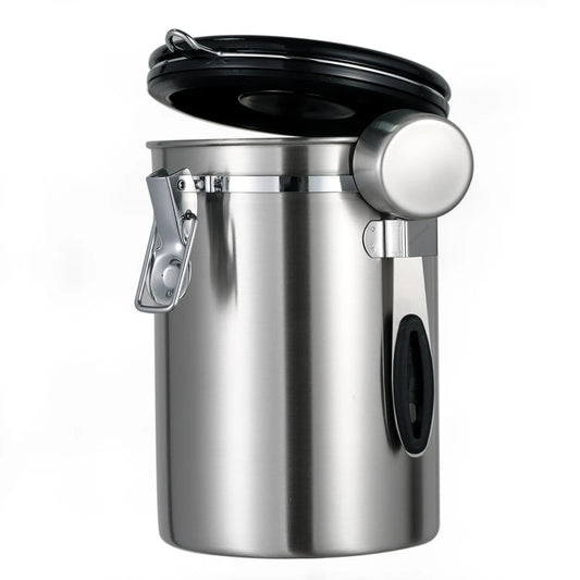 Leeseph Airtight Coffee Container - Stainless Steel CO2 Valve Storage Canister with Scoop - Keeps Your Coffee Fresh Flavorful