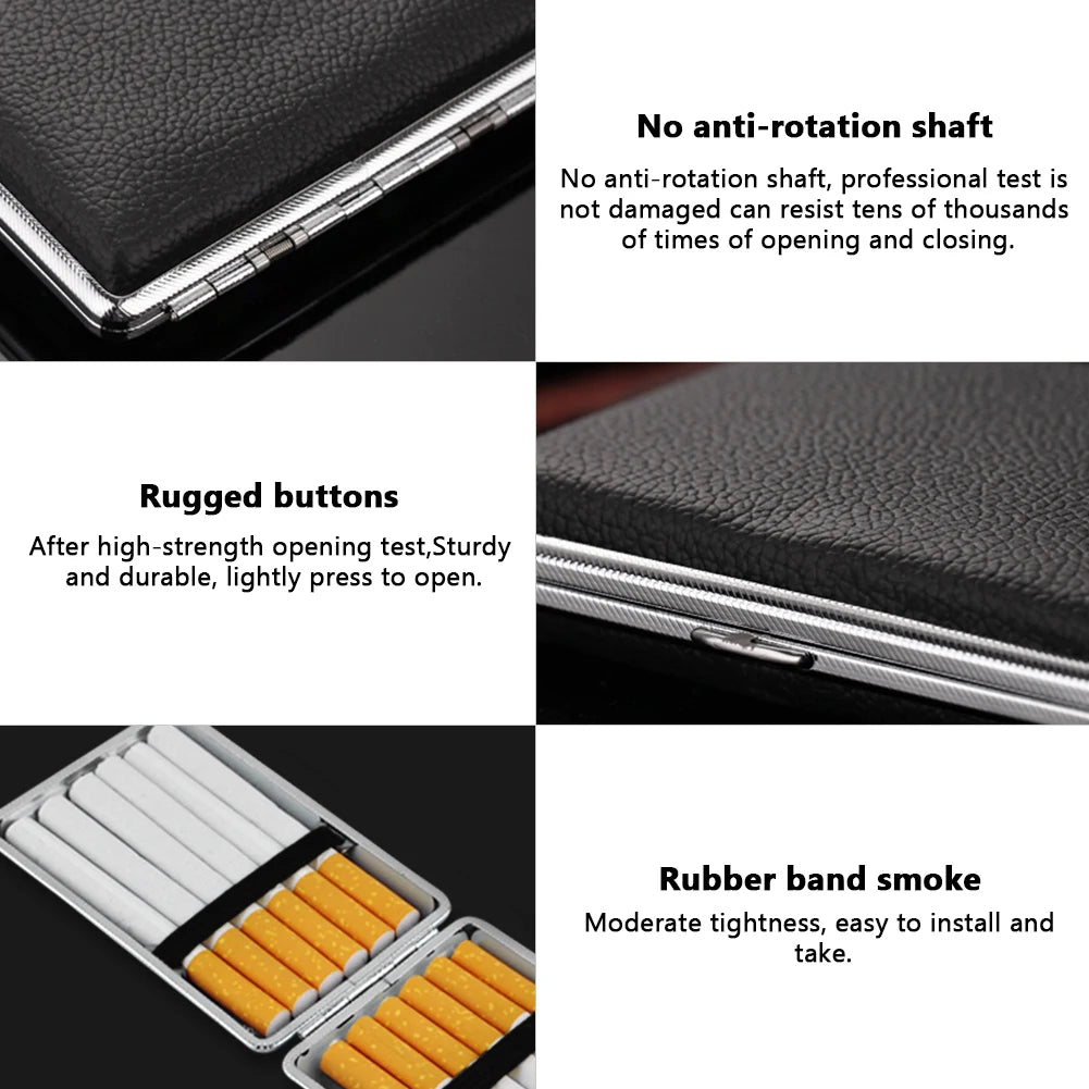 12PCS High-Quality Stainless Steel Cigarette Case with Fashion Leather Finish