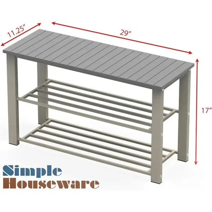 Simple Houseware Wood Top Shoe Storage Bench for Entryway