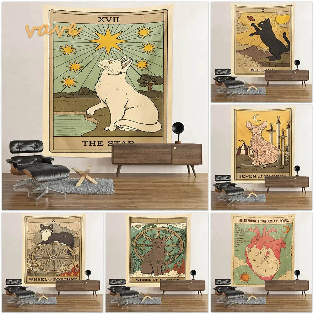 Cat Tarot Card Tapestry