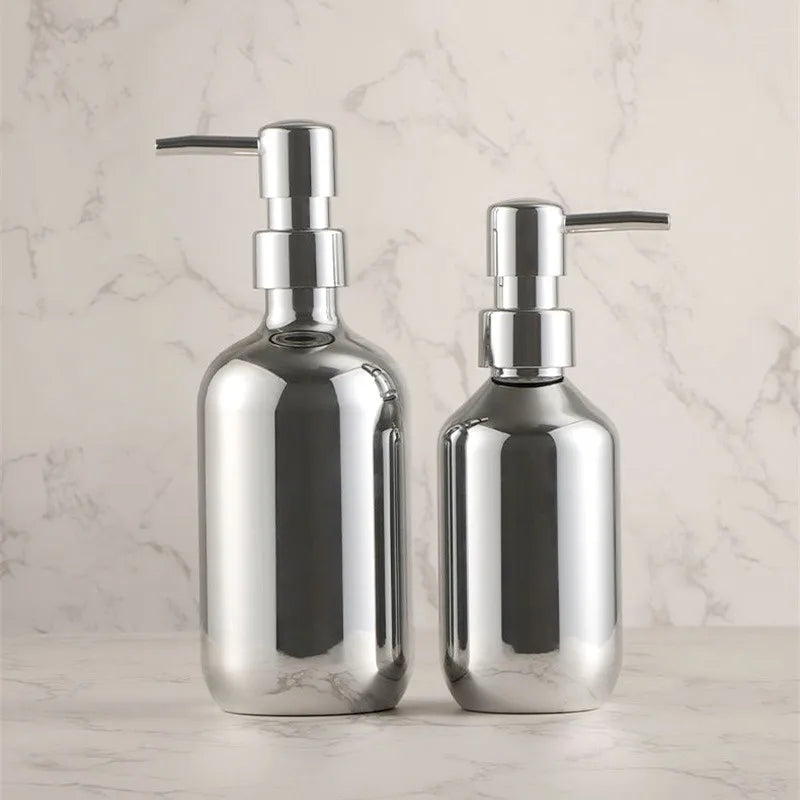 300ml/500ml Pet Electroplating Process Bathroom Shampoo Empty Pump Bottle Dispenser Shower Gel Liquid Sub-Bottling Container