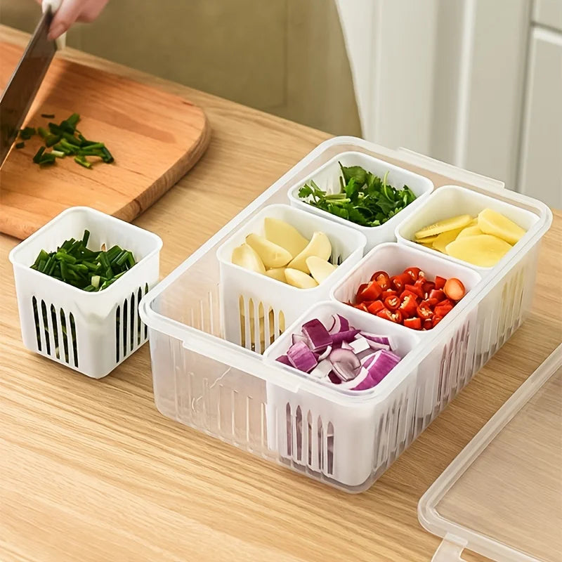 Kitchen scallion storage box 6 in 1scallion ginger garlic fresh-keeping box refrigerator fruit food fresh-keeping drain box