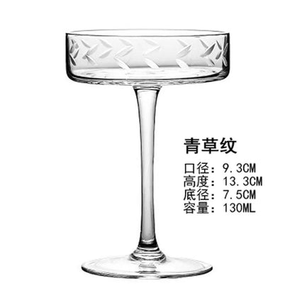 Creative Clear Engraving Glassware, Drinking Goblet, Saucer for Wine, Champagne, Whiskey, Cocktail, Water, Juice, 1 Pc, 130ml