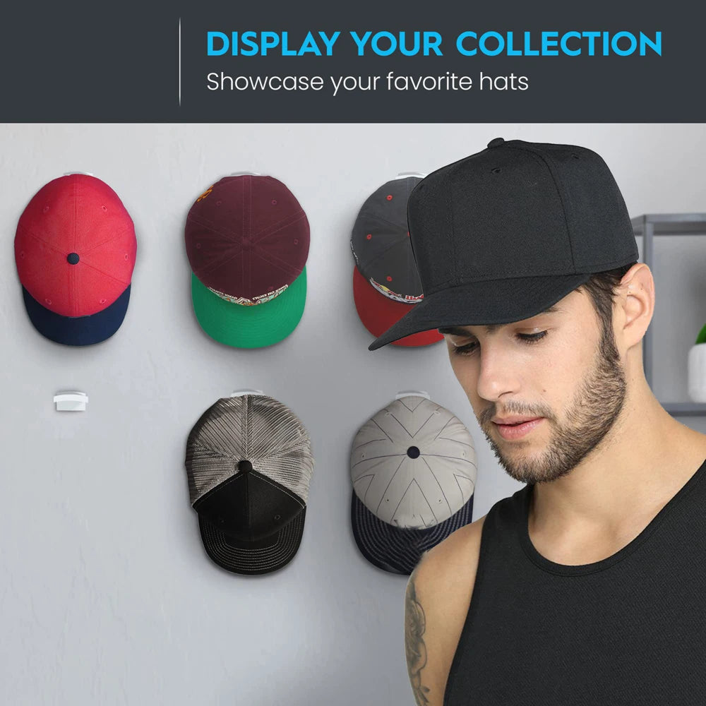 10pcs Adhesive Hat Rack Display Hooks for Wall Door Baseball Cap Holder Closet Storage Organizer Strong Cap Hanger