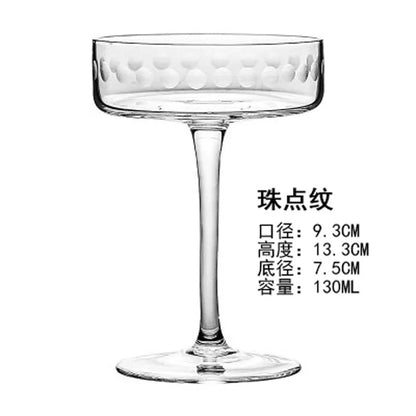 Creative Clear Engraving Glassware, Drinking Goblet, Saucer for Wine, Champagne, Whiskey, Cocktail, Water, Juice, 1 Pc, 130ml