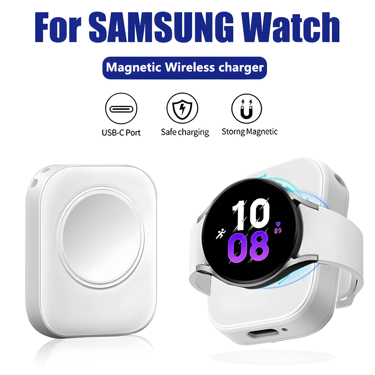 Game Falcon 5V/1A Wireless Magnetic Smartwatch Charger – For Samsung Galaxy Watch (1-6 Pro & Ultra)