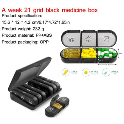 7-Day Weekly Pill Box - Portable Medication Organizer for All Ages