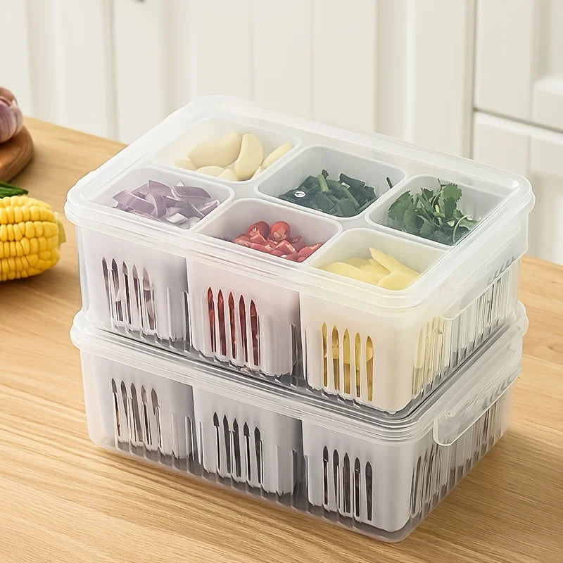 Kitchen scallion storage box 6 in 1scallion ginger garlic fresh-keeping box refrigerator fruit food fresh-keeping drain box