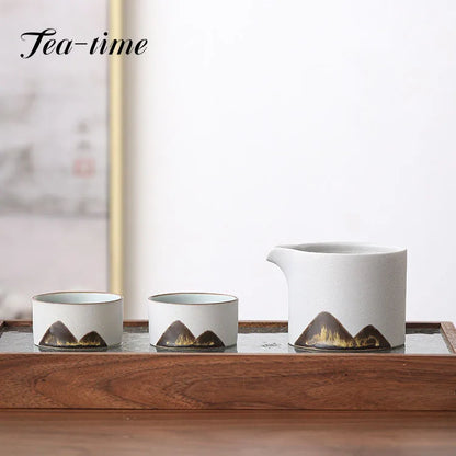 200ML Stoneware Pitcher Small Ceramic Fair Mug Fair Cup Japanese  Hand Drawn Glaze Painting Color Kung Fu Tea Set Tea Infusers