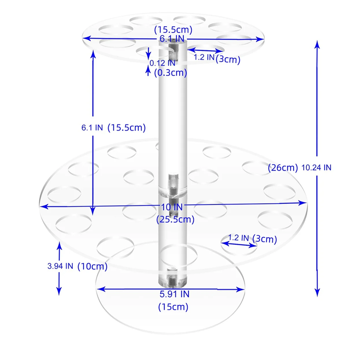 Transparent Ice Cream Stand Cake Cone Holder Baking Kitchen Tools Acrylic Wedding Buffet Food Display Stand with 2 Layer