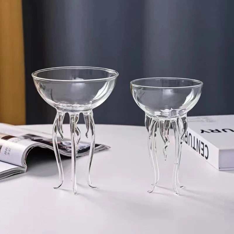 150ml Creative Cocktail Glass Transparent Jellyfish Cup Juice Tall Glass Round Wine Champagne Drink Glassware Bar Restaurant