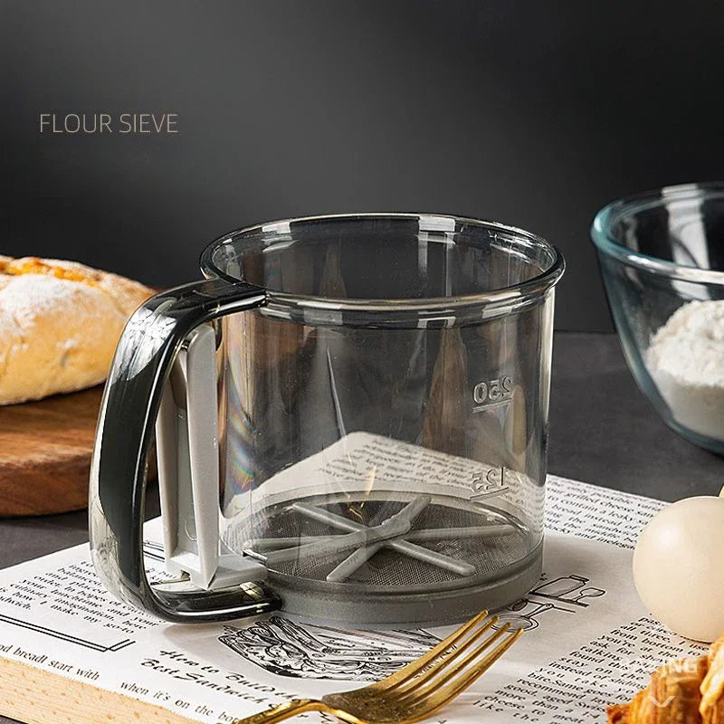 Kitchen Flour Sieve Handheld Semi-automatic