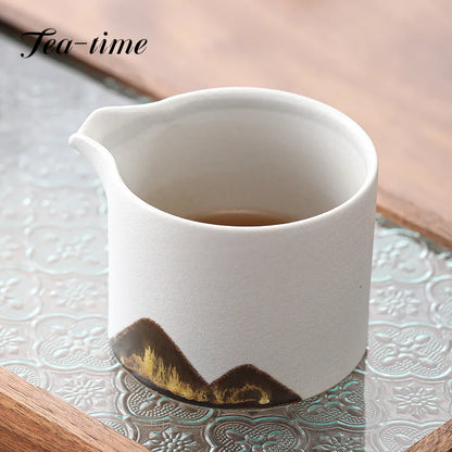 200ML Stoneware Pitcher Small Ceramic Fair Mug Fair Cup Japanese  Hand Drawn Glaze Painting Color Kung Fu Tea Set Tea Infusers