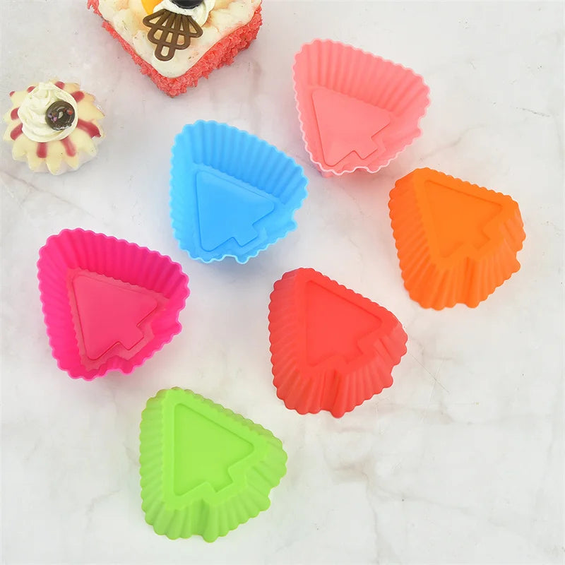 Triangle Christmas Tree-shaped Silicone Cake Cups Kitchen Tart Muffin Cake Pudding Handmade Baking Mold