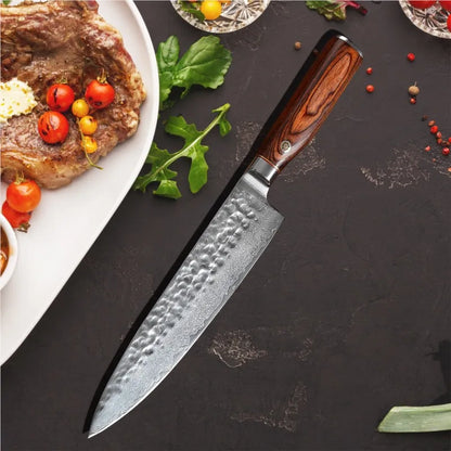 67-storey Damascus kitchen knife Stainless steel Chef's knife Slicing knife with wooden handle Western kitchen knife