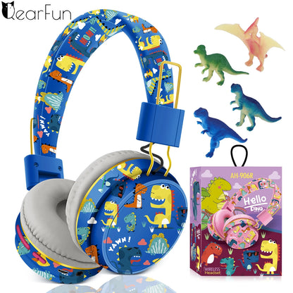 Christmas Gift Kids Headphones Dinosaur Wirless Bluetooth Headset Stereo Music Headphones for Phone Ipad Box with Dinosaur Toy