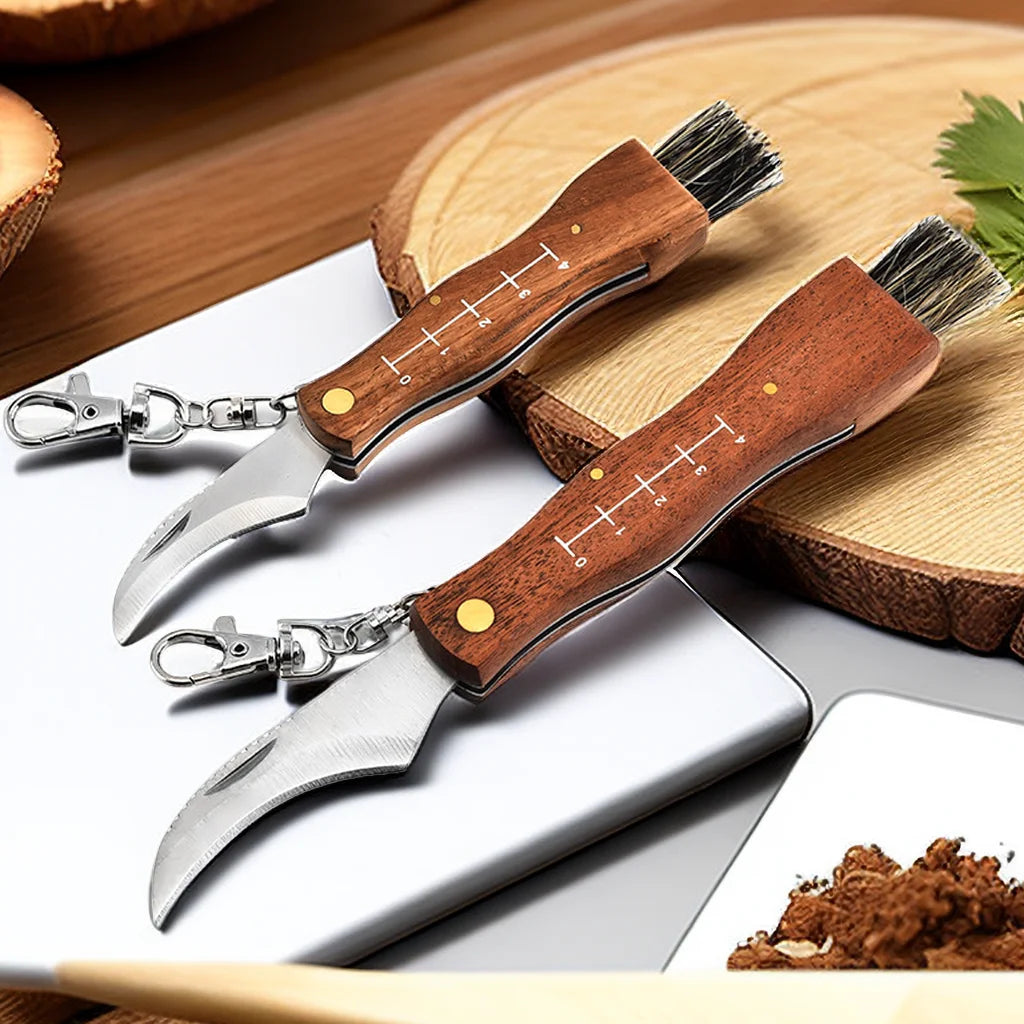 Mini Mushroom Knife Stainless Steel Wooden Handle Sharp Picking Knife Hard Stainless Steel Multifunctional knife to mushrooms