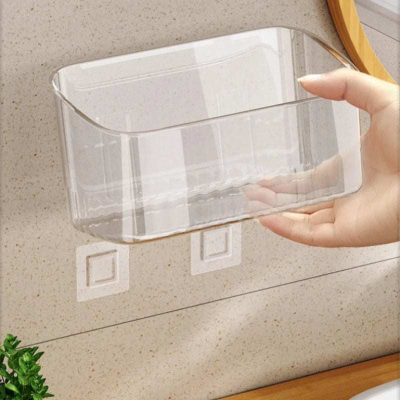 Bathroom Organizer Rack Transparent Wall Mounted Shower Gel Bottles Holder Plastic Non-drilling Household PET Stand Holder Shelf