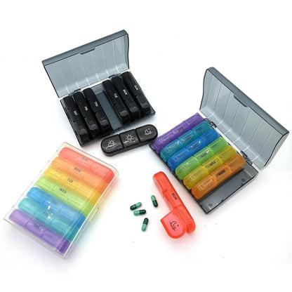 Pill Box 7 Days Organizer 21Grids 3 Times One Day Portable Travel With Large Compartments For Vitamins Medicine Fish Oils