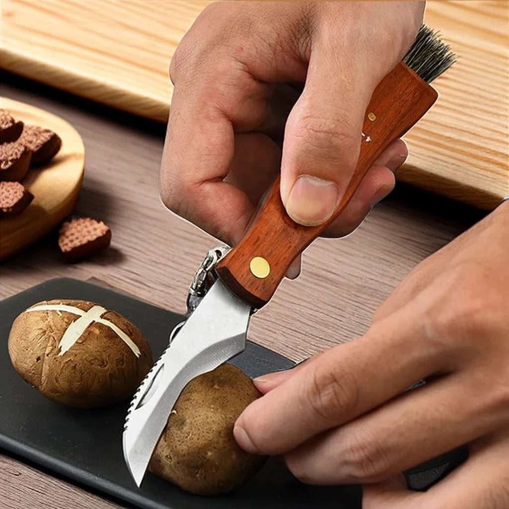 Mini Mushroom Knife Stainless Steel Wooden Handle Sharp Picking Knife Hard Stainless Steel Multifunctional knife to mushrooms