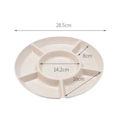 1 Pc 6-Compartment Food Storage Tray Dried Fruit Snack Plate Appetizer Serving Platter for Party Candy Pastry Nuts Dish