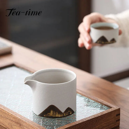 200ML Stoneware Pitcher Small Ceramic Fair Mug Fair Cup Japanese  Hand Drawn Glaze Painting Color Kung Fu Tea Set Tea Infusers