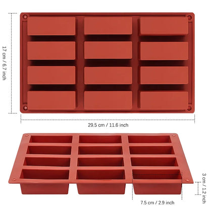 12-Cavity Rectangle Silicone Candy Molds