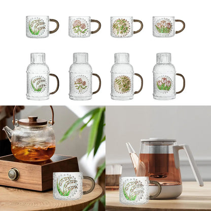 Kettle Unique Ornament Glassware Flower Design Decoration Craft Glass Cup for Accessories Presents Home Bar Housewarming