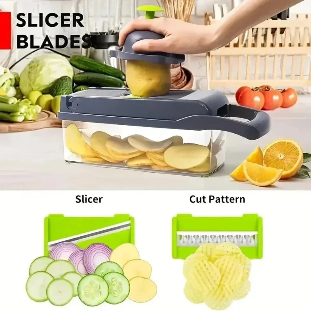 Multifunctional Vegetable Chopper Handle-Slicer-Dicer-Cut 14/16 in 1 Kitchen Items Cocina