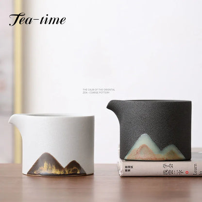 200ML Stoneware Pitcher Small Ceramic Fair Mug Fair Cup Japanese  Hand Drawn Glaze Painting Color Kung Fu Tea Set Tea Infusers