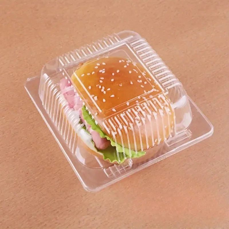 50PCS Square Cheese Cake Boxes Plastic Transparent Cake Boxes Bakery Party Wedding Mousse  Dessert Salad Fruit Home Kitchen