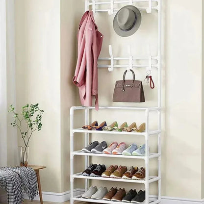 Clothes Hanger Multi-Layer Shoe Rack Doorway-Floor-Standing Living Room Organizer