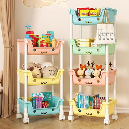 Children's Toy Storage Rack and Rotating Bookshelf