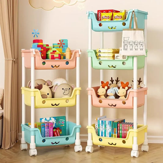 Children's Toy Storage Rack and Rotating Bookshelf