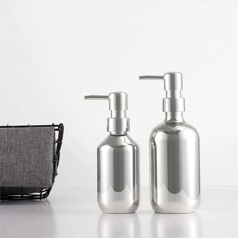 300ml/500ml Pet Electroplating Process Bathroom Shampoo Empty Pump Bottle Dispenser Shower Gel Liquid Sub-Bottling Container