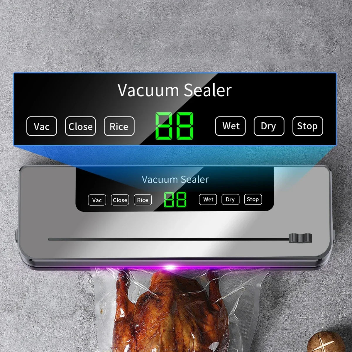 Electric Vacuum Sealer with Purple Light Sterilization – Ultimate Food Preservation Tool