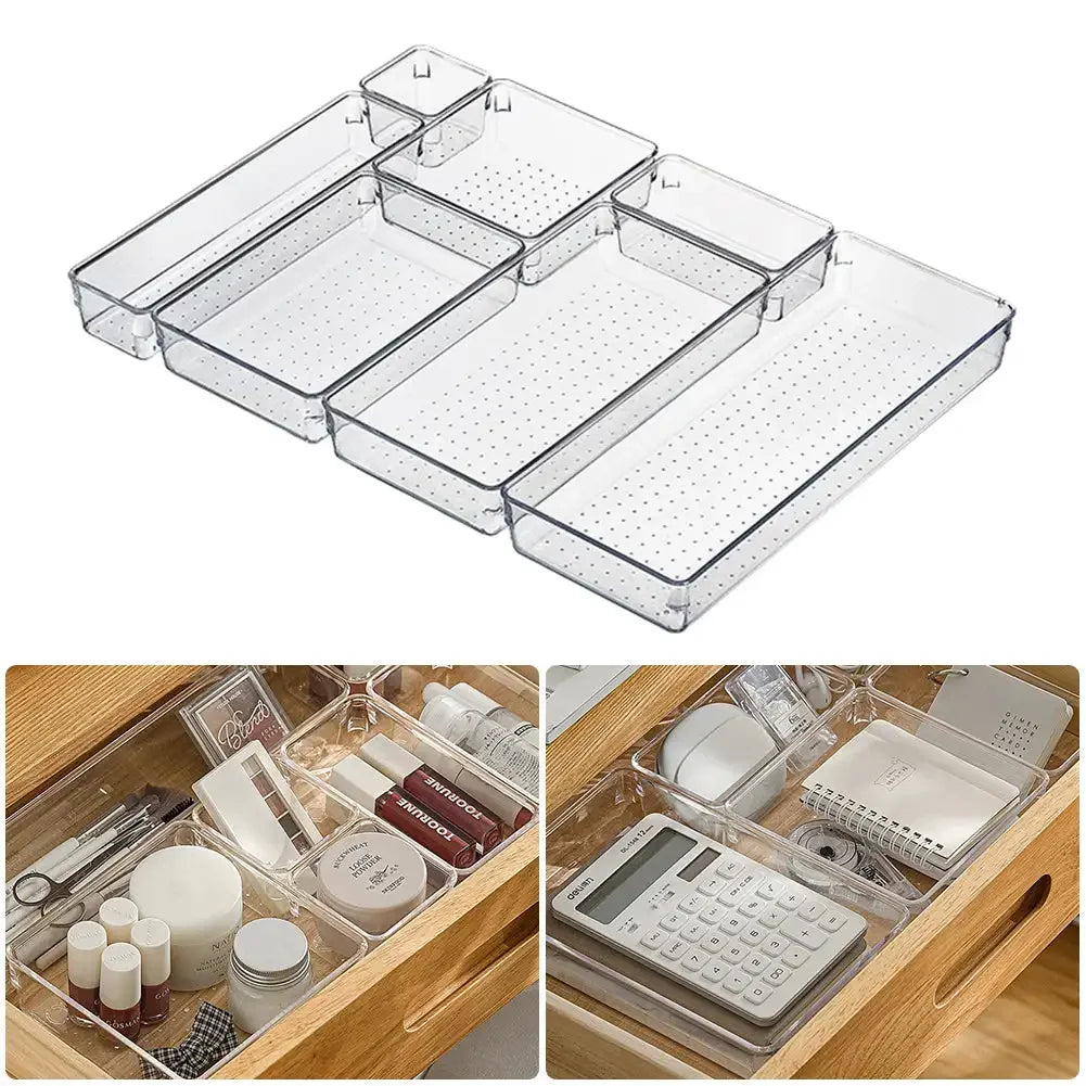 Transparent Drawer Box Cosmetic Cabinet Anti-Scratch Drawer Organizer Office Desk Storage Box Shelf Divider Drawer Storage Box