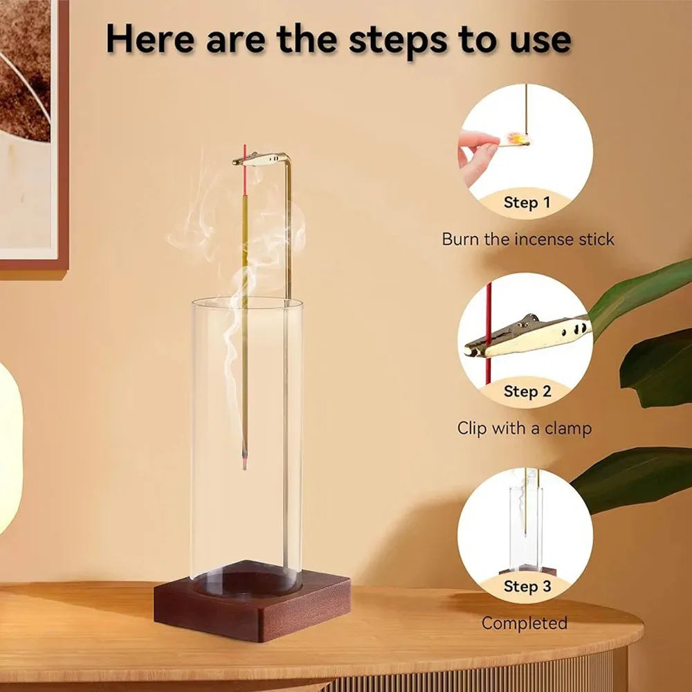 Glass Aroma Burner – Anti-Ash Design for Clean Aromatherapy Incense Holder Yoga Timer Aromatherapy Stand Incense for Sticks With Removable Glass for Home