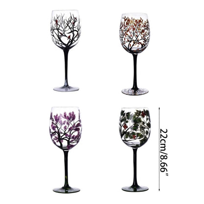 1PC Creative Four Seasons Tree Wine Glass Durable Juice Beer Stem Glass Elegant Glassware for White Wine Red Wine or Cocktails