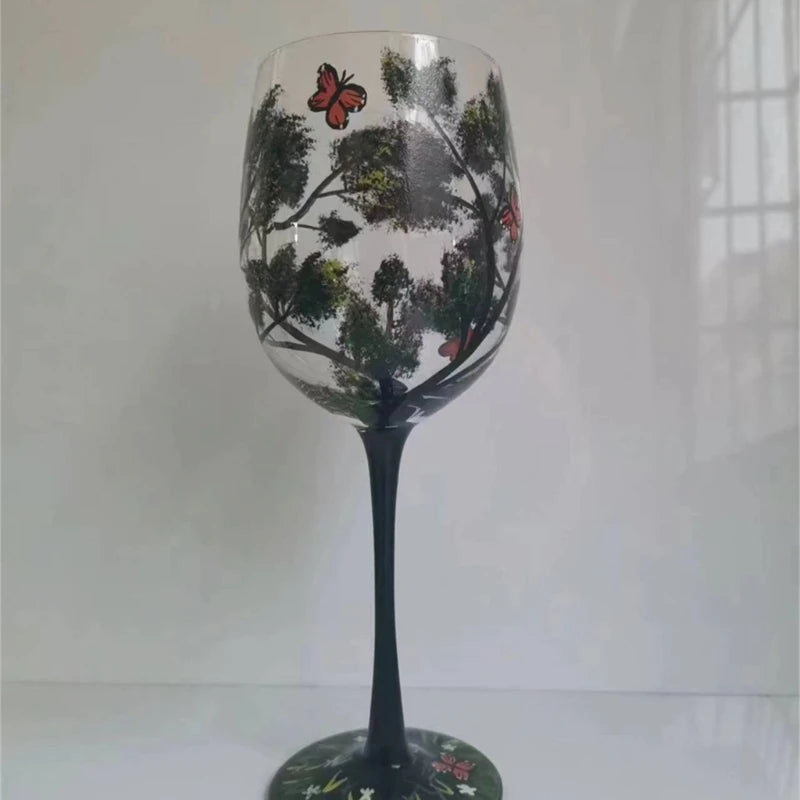 1PC Creative Four Seasons Tree Wine Glass Durable Juice Beer Stem Glass Elegant Glassware for White Wine Red Wine or Cocktails