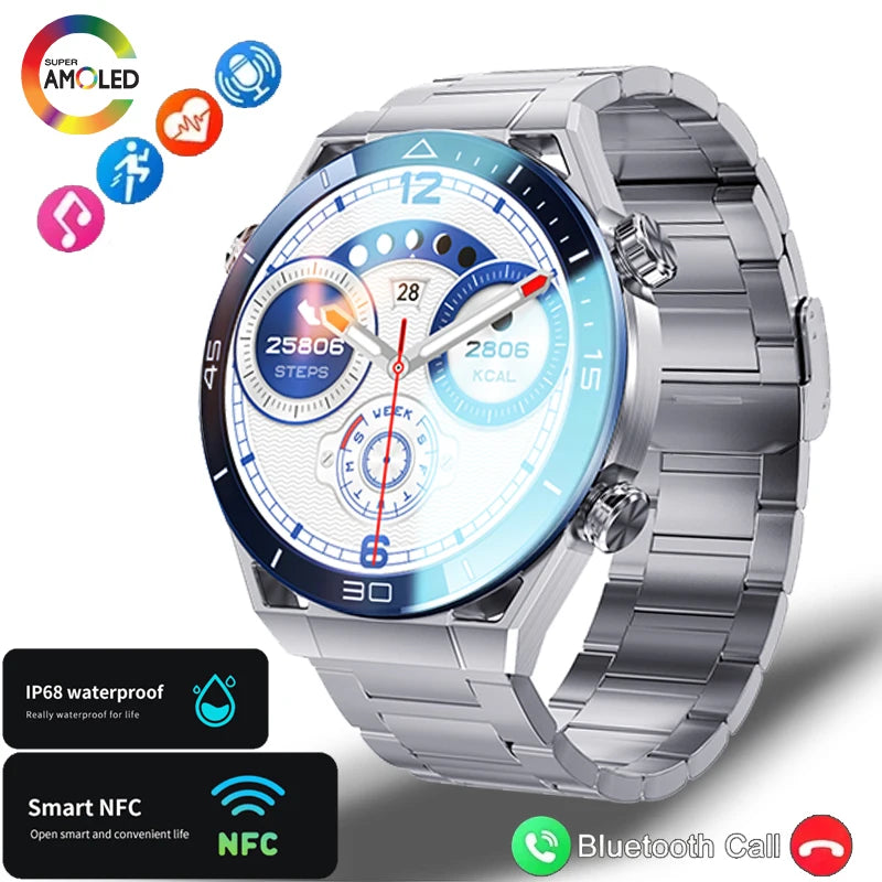 For Huawei Xiaomi NFC Smart Watch Men GPS Tracker AMOLED 454*454 HD Screen Heart Rate ECG+PPG Bluetooth Call SmartWatch 2024 New