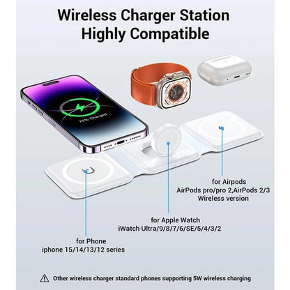 100W LEEOUDA 3-in-1 Magnetic Wireless Charging Station – Fast and Convenient Charging for All Your Devices for iPhone 15 14 13 16Pro Max Airpods iWatch Fast Wireless Charging Dock Station