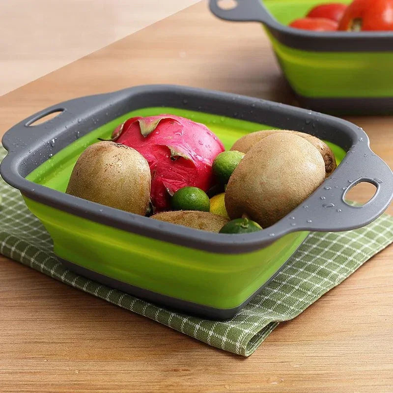 1Pcs Silicone Washing Basket Square Fruit Vegetable Colander