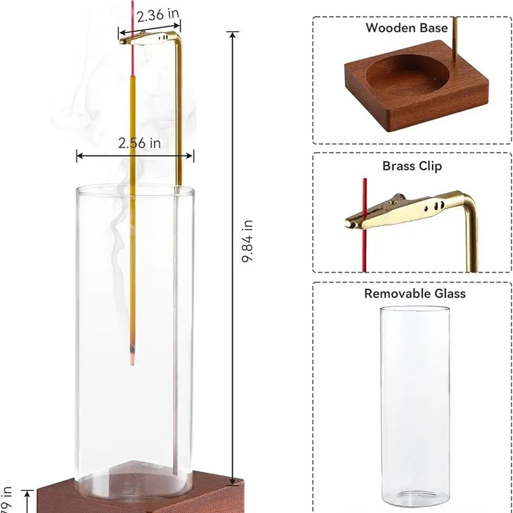 Glass Aroma Burner – Anti-Ash Design for Clean Aromatherapy Incense Holder Yoga Timer Aromatherapy Stand Incense for Sticks With Removable Glass for Home