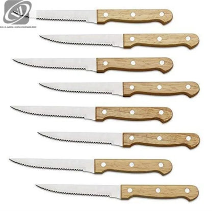 Steak Knives Fine Edge Highly Resistant And Durable Stainless Steel Serrated Steak Knives Wooden Handle With Box Steak Knife Set