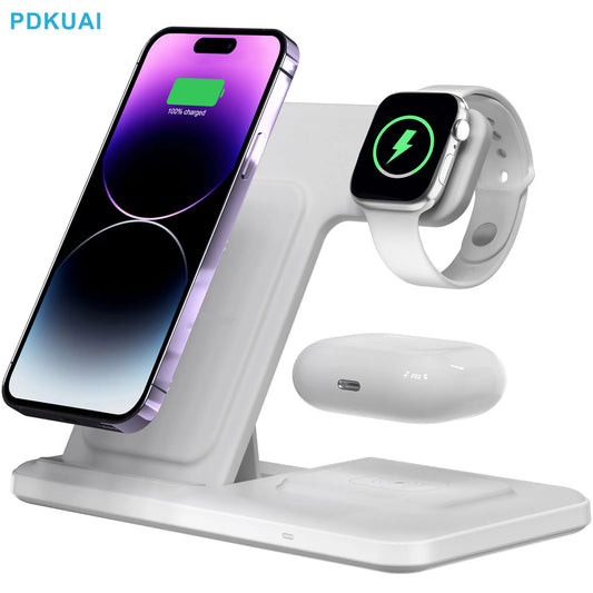 3 in 1 Wireless Charger Stand Fast Charging Docking Station for iPhone 14 13 12 11 Pro Max Apple Watch 8 7 6 iWatch Airpods Pro2