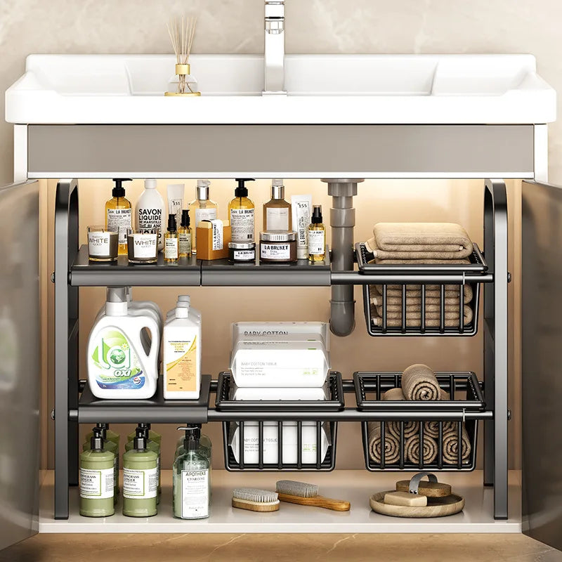 Adjustable Under Sink Shelf Kitchen Storage Organizer Rack Holder Expandable Shelf Storage Organizer For Kitchen Home appliance