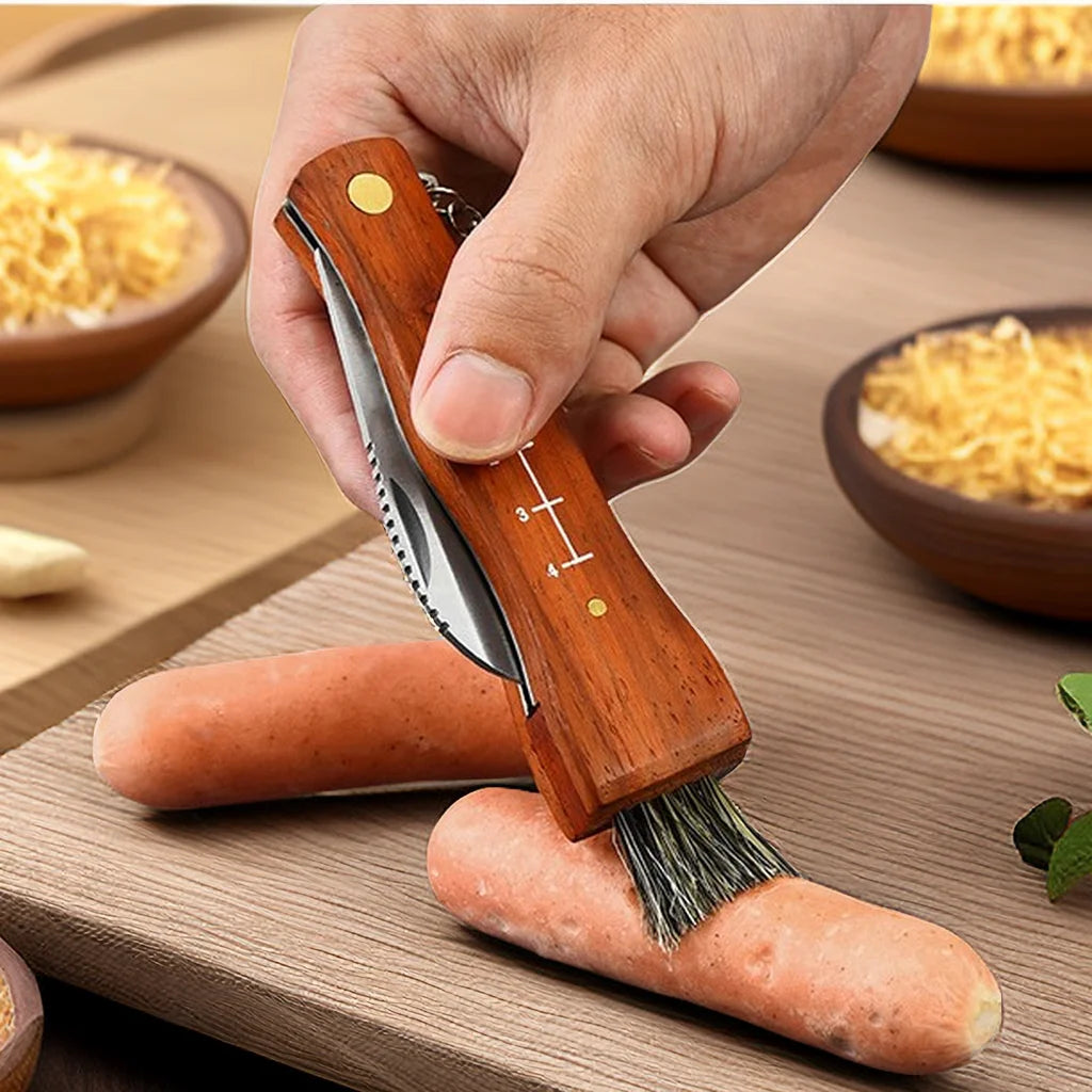 Mini Mushroom Knife Stainless Steel Wooden Handle Sharp Picking Knife Hard Stainless Steel Multifunctional knife to mushrooms