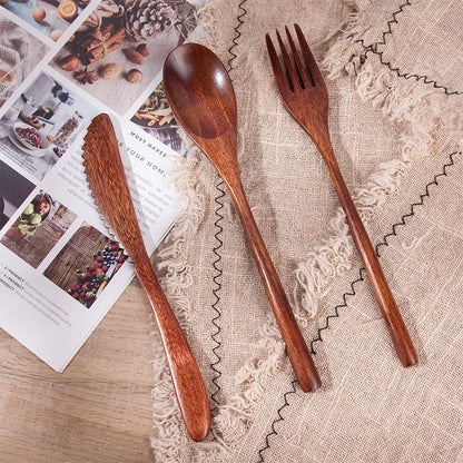 Wooden Knife and Fork Set Porcelain Tea Plate of Kitchen Pots Ceramic Plates Dinner Earthware Dishes Sets Device Cookware Spoon